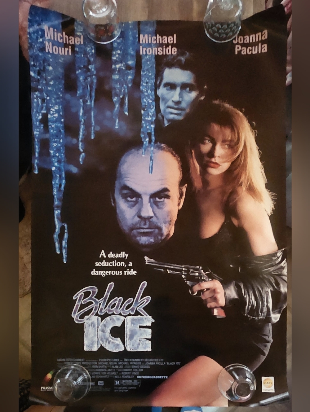 Black Ice Movie Poster - Bold Purple & Ice Blue Text